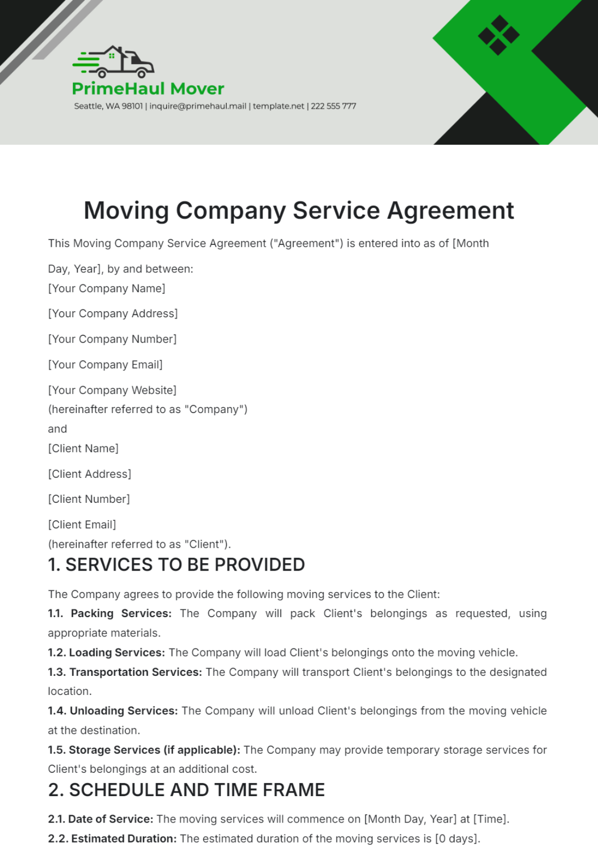 Free Moving Company Service Agreement Template to Edit Online Free Moving Company Service Agreement Template to Edit Online