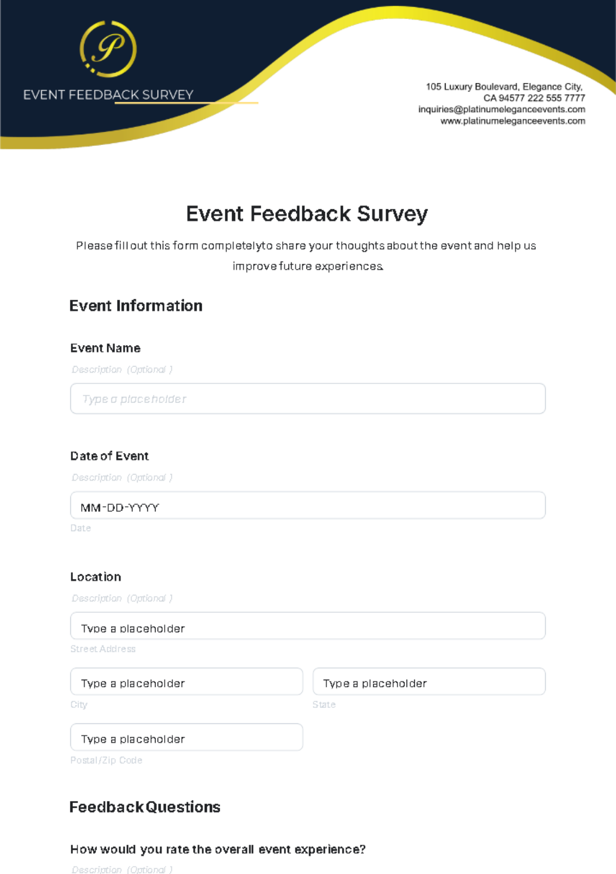 Free Event Feedback Survey Template to Edit Online Free Event Feedback Survey Template to Edit Online