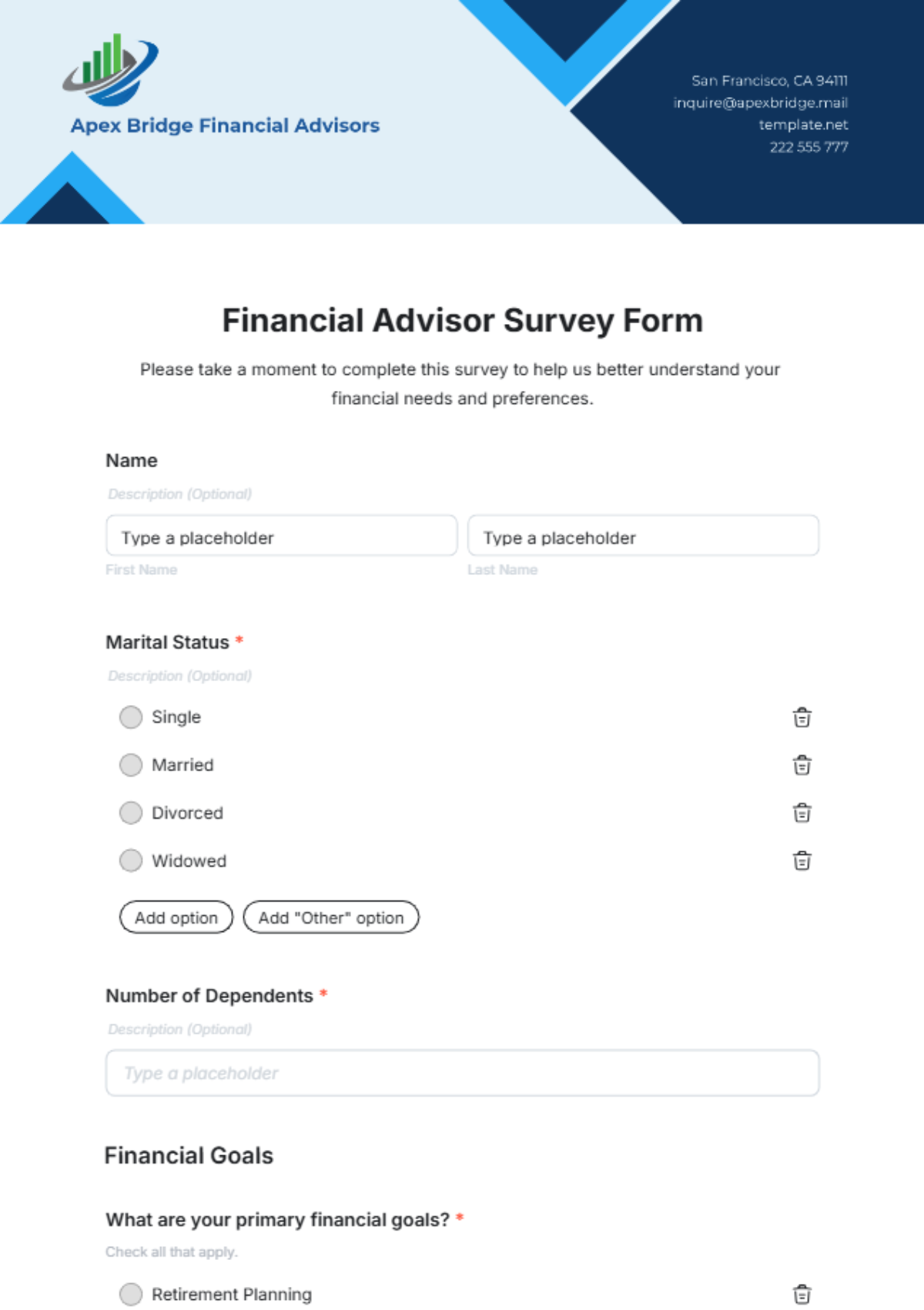 Free Financial Advisor Survey Form Template to Edit Online Free Financial Advisor Survey Form Template to Edit Online