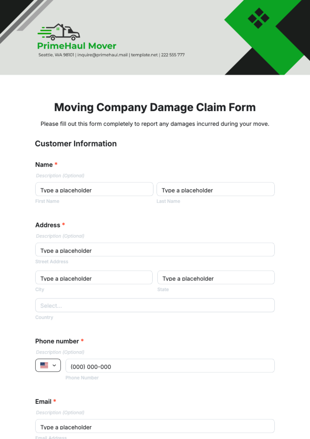 Free Moving Company Damage Claim Form Template to Edit Online Free Moving Company Damage Claim Form Template to Edit Online