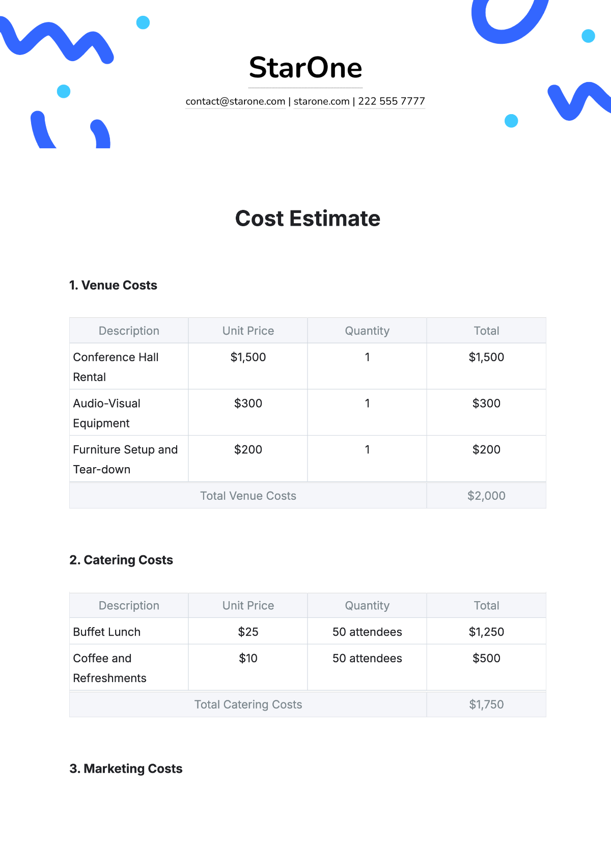 Free Cost Estimate Template to Edit Online Free Cost Estimate Template to Edit Online