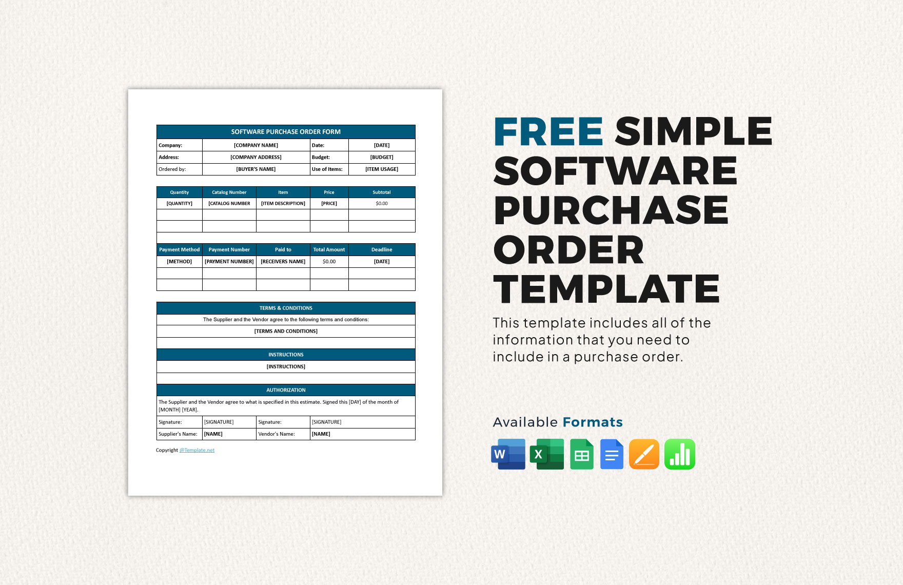 Simple Software Purchase Order Template Simple Software Purchase Order Template