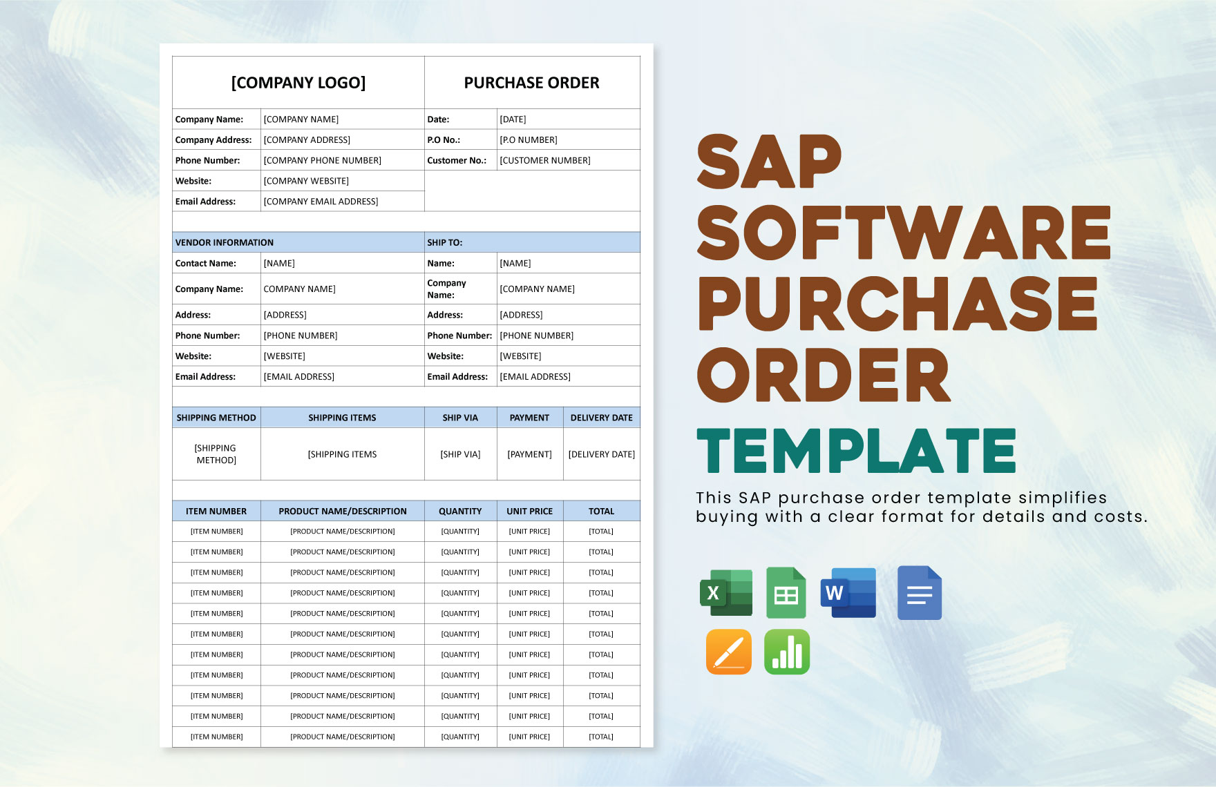 Sap Software Purchase Order Template in Google Docs, Excel, Apple Numbers, Word, Apple Pages, Google Sheets, PDF - Download | Template.net Sap Software Purchase Order Template in Google Docs, Excel, Apple Numbers, Word, Apple Pages, Google Sheets, PDF - Download | Template.net