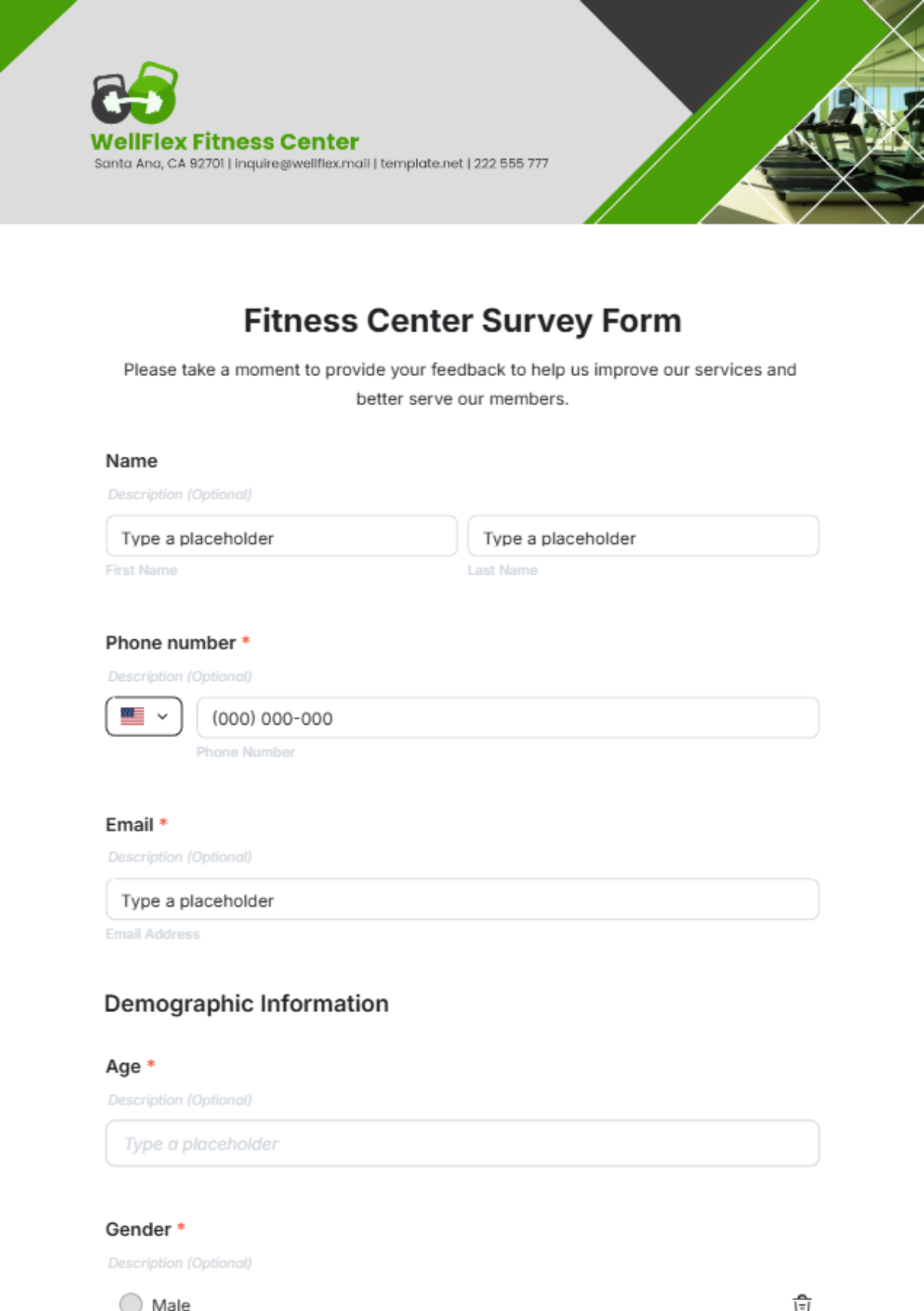 Free Fitness Center Survey Form Template to Edit Online Free Fitness Center Survey Form Template to Edit Online