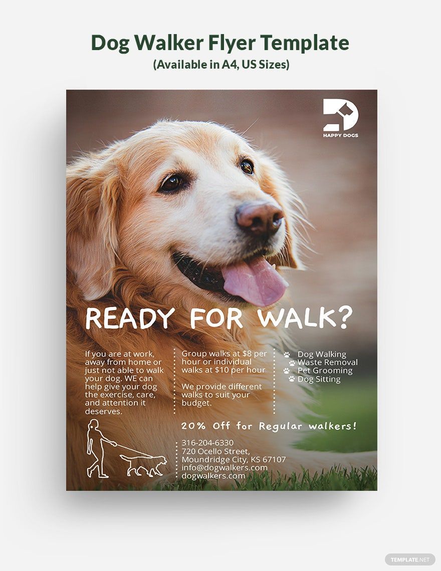 Dog Walker Flyer Template in PSD, Pages, Publisher, InDesign, Word, Illustrator - Download | Template.net Dog Walker Flyer Template in PSD, Pages, Publisher, InDesign, Word, Illustrator - Download | Template.net