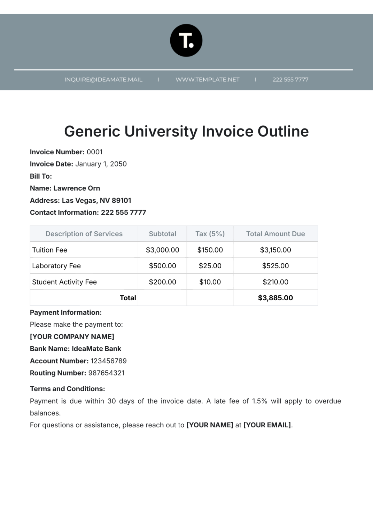 Free Generic University Invoice Outline Template to Edit Online Free Generic University Invoice Outline Template to Edit Online