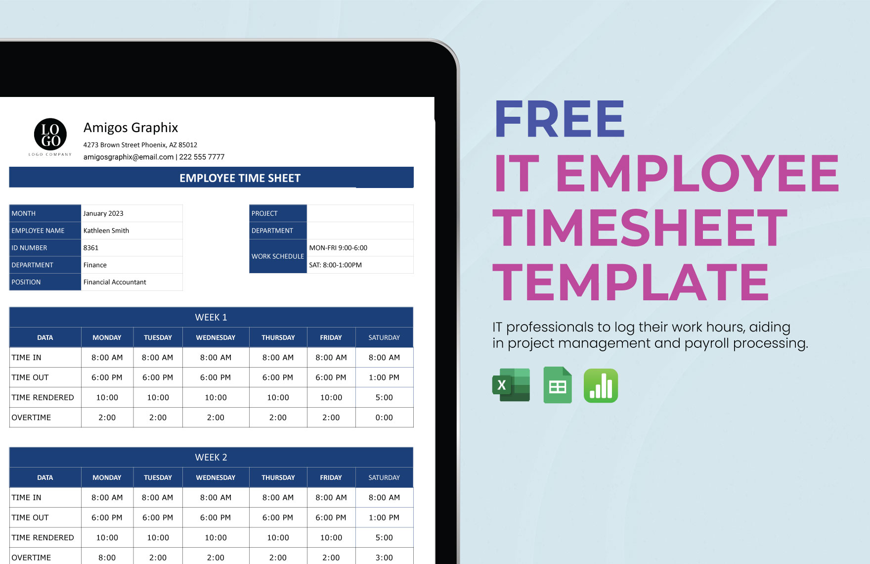 IT Employee Timesheet Template IT Employee Timesheet Template