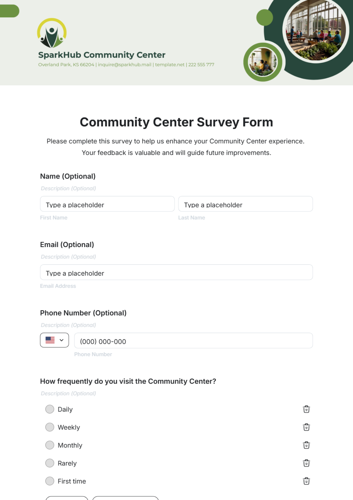 Free Community Center Survey Form Template to Edit Online Free Community Center Survey Form Template to Edit Online