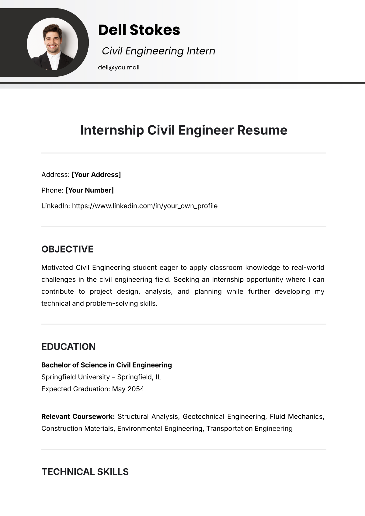 Free Internship Civil Engineer Resume Template to Edit Online Free Internship Civil Engineer Resume Template to Edit Online