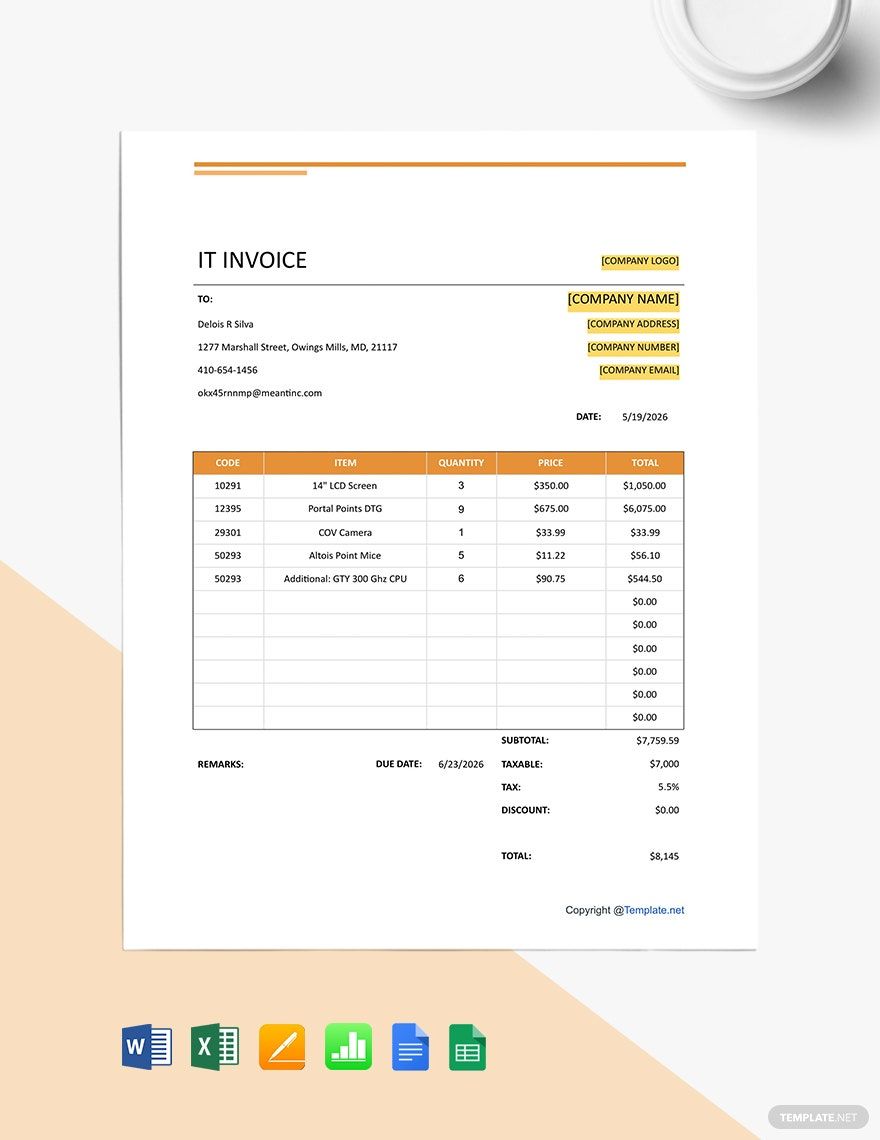 Simple IT Invoice Template Simple IT Invoice Template