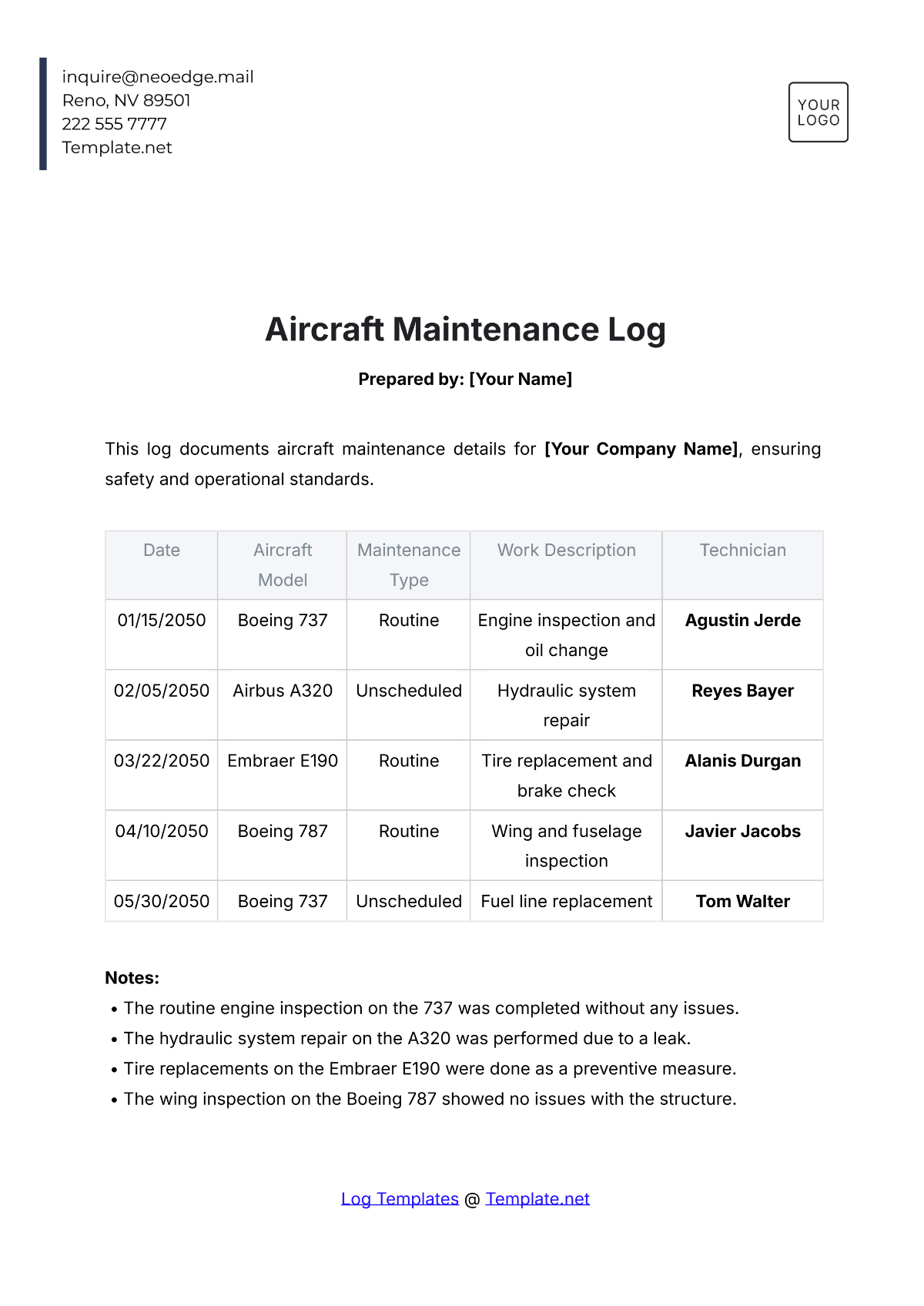 Free Aircraft Maintenance Log Template to Edit Online Free Aircraft Maintenance Log Template to Edit Online