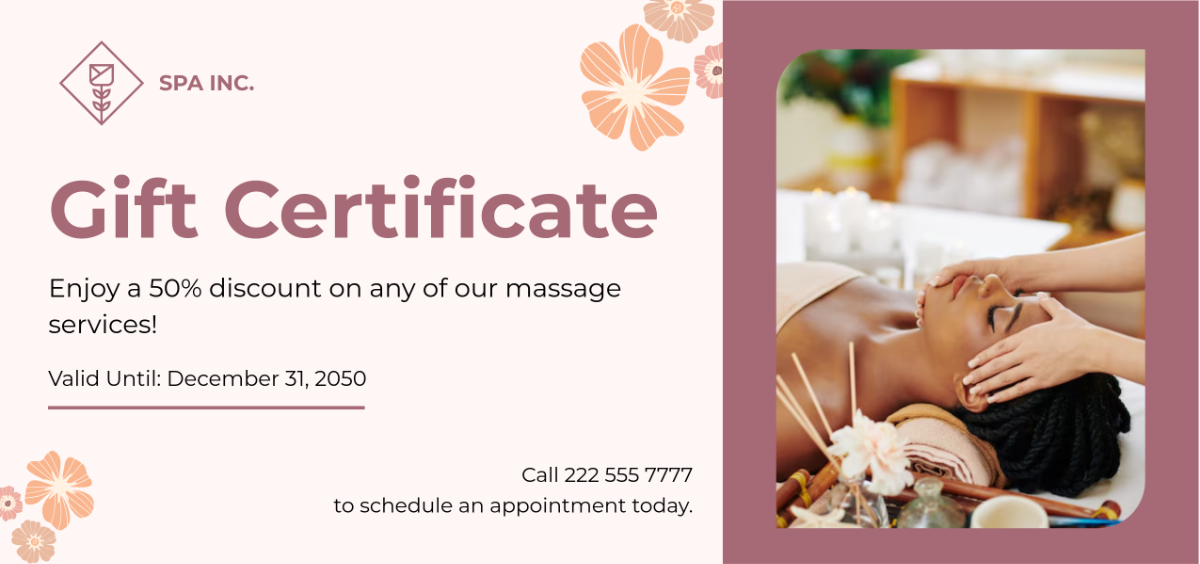 Free Spa Massage Gift Certificate Template to Edit Online Free Spa Massage Gift Certificate Template to Edit Online