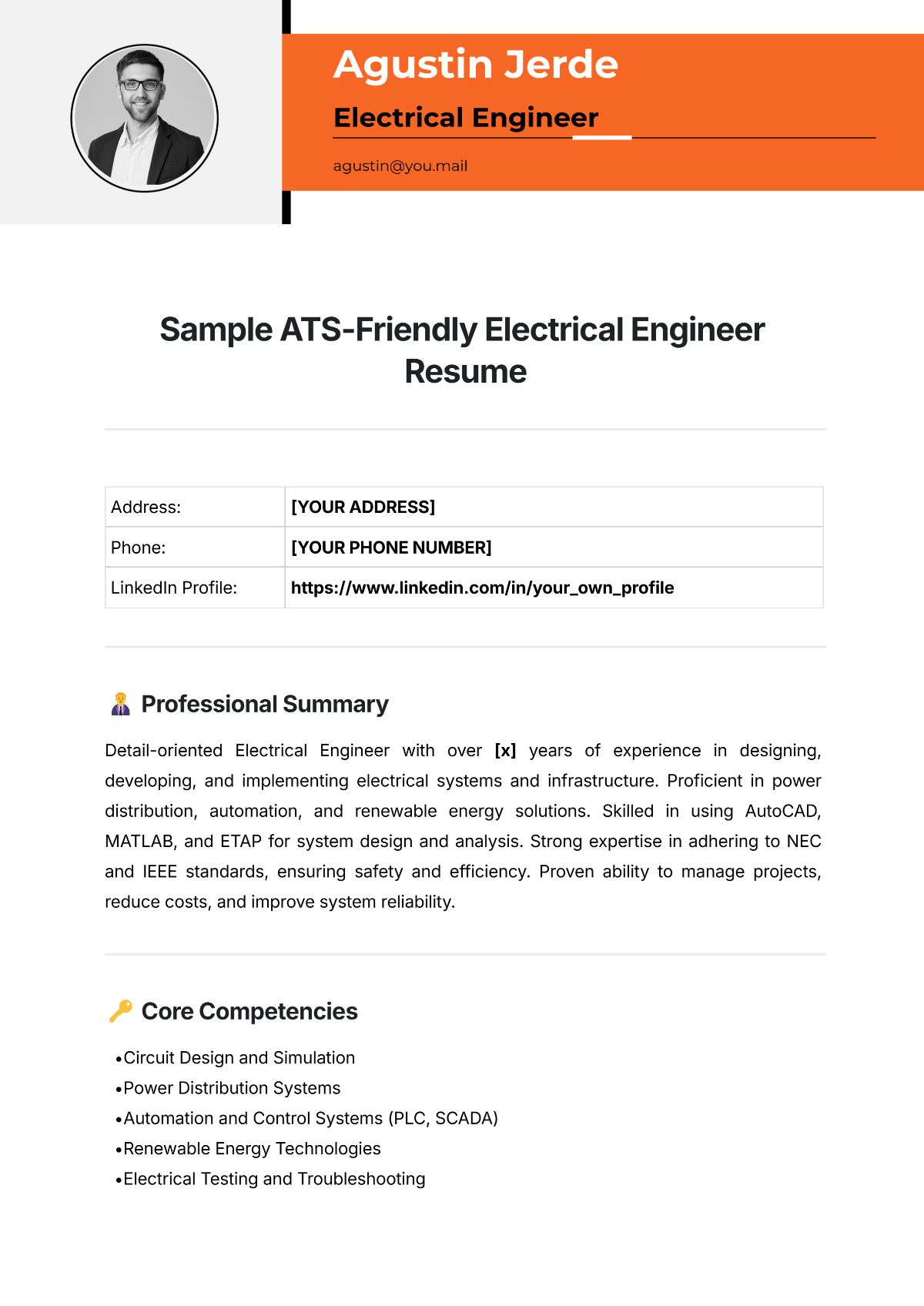 Free Sample ATS-Friendly Electrical Engineer Resume Template to Edit Online Free Sample ATS-Friendly Electrical Engineer Resume Template to Edit Online