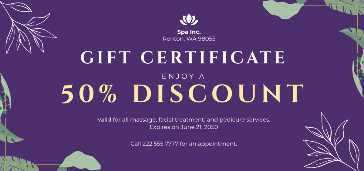 Free DIY Spa Gift Certificate Background Template to Edit Online Free DIY Spa Gift Certificate Background Template to Edit Online