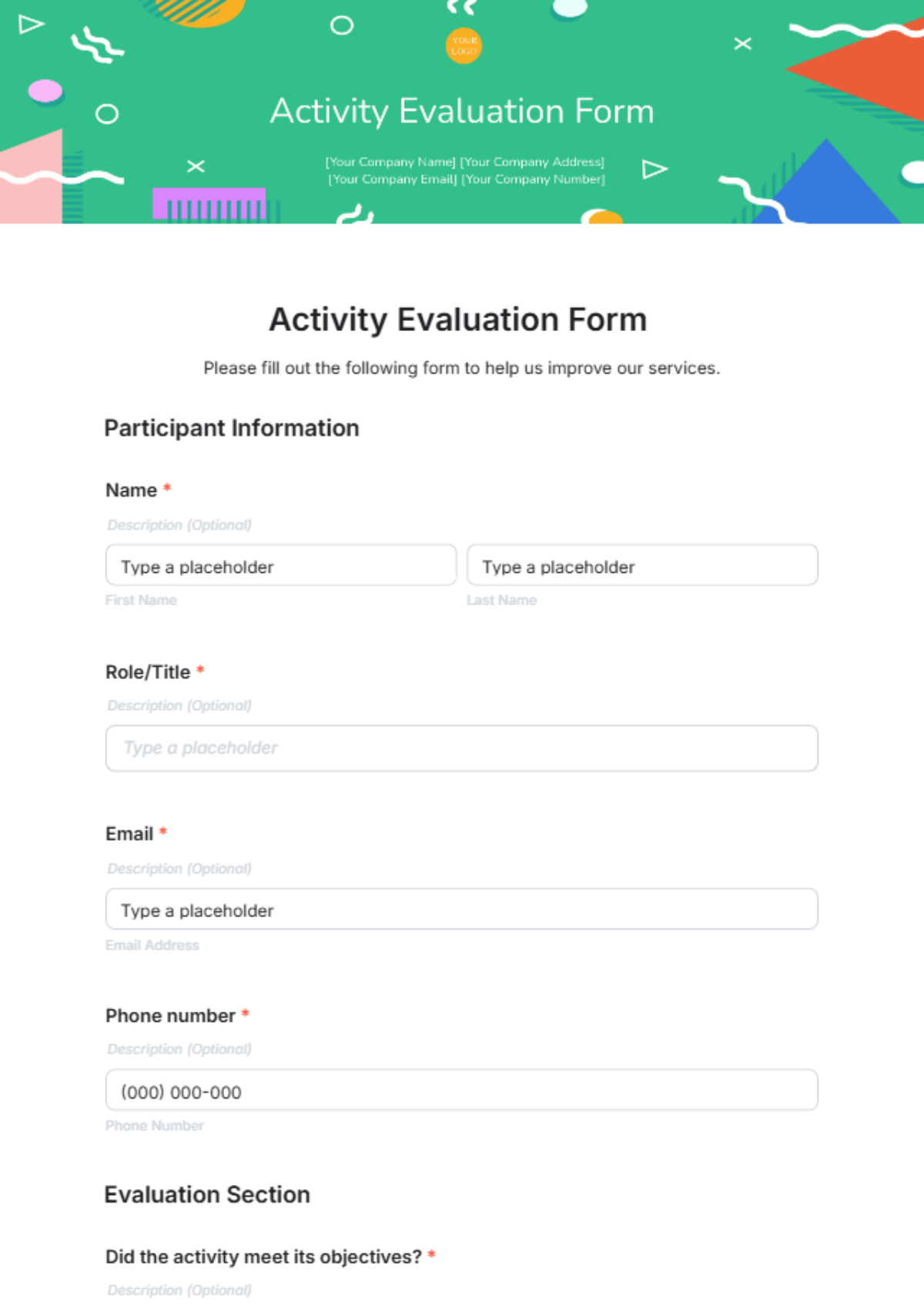 Free Activity Evaluation Form Template to Edit Online Free Activity Evaluation Form Template to Edit Online