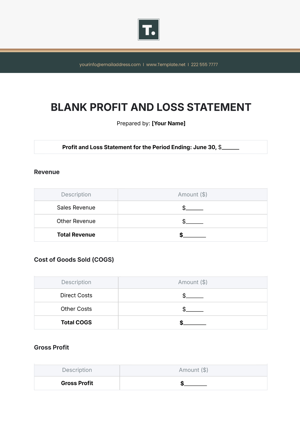 Free Blank Profit and Loss Statement Template to Edit Online Free Blank Profit and Loss Statement Template to Edit Online