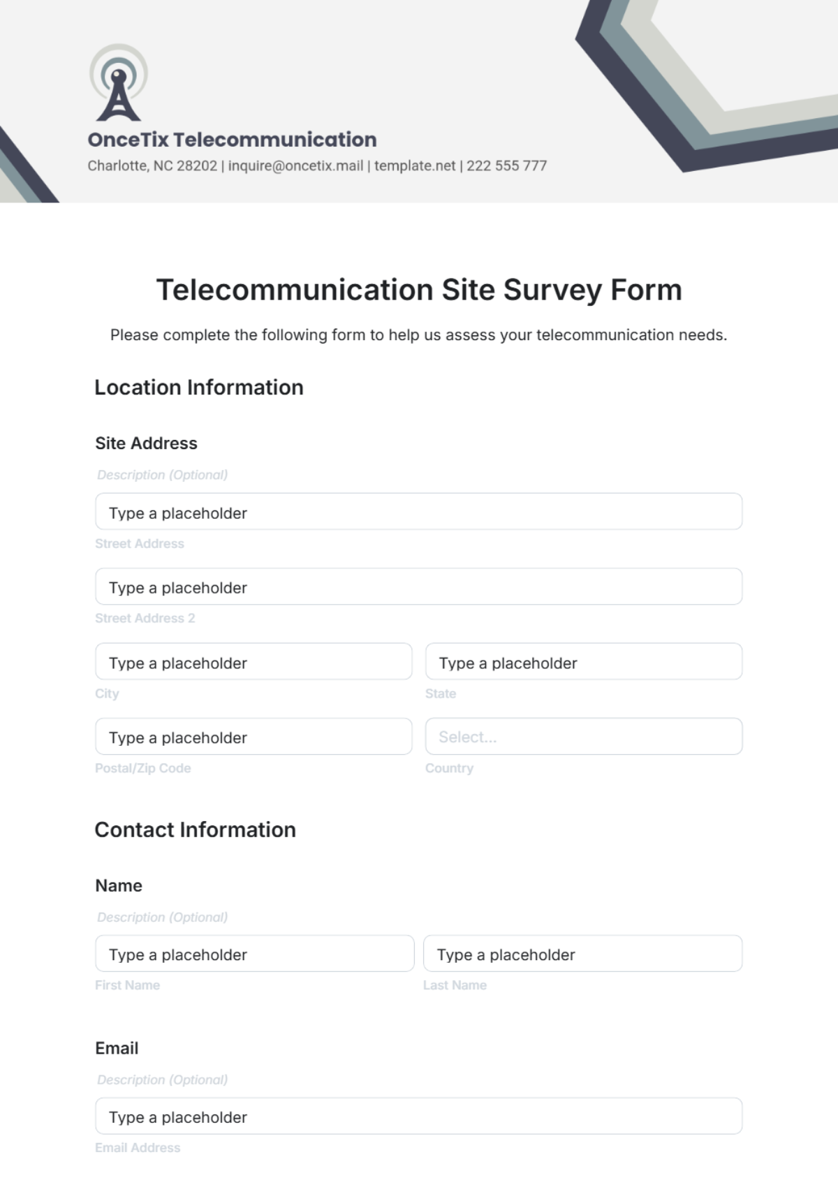 Free Telecommunication Site Survey Form Template to Edit Online Free Telecommunication Site Survey Form Template to Edit Online