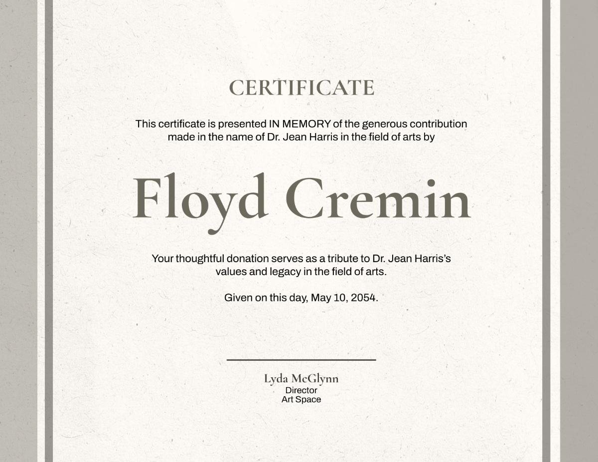 Free In Memory Donation Certificate Template to Edit Online Free In Memory Donation Certificate Template to Edit Online