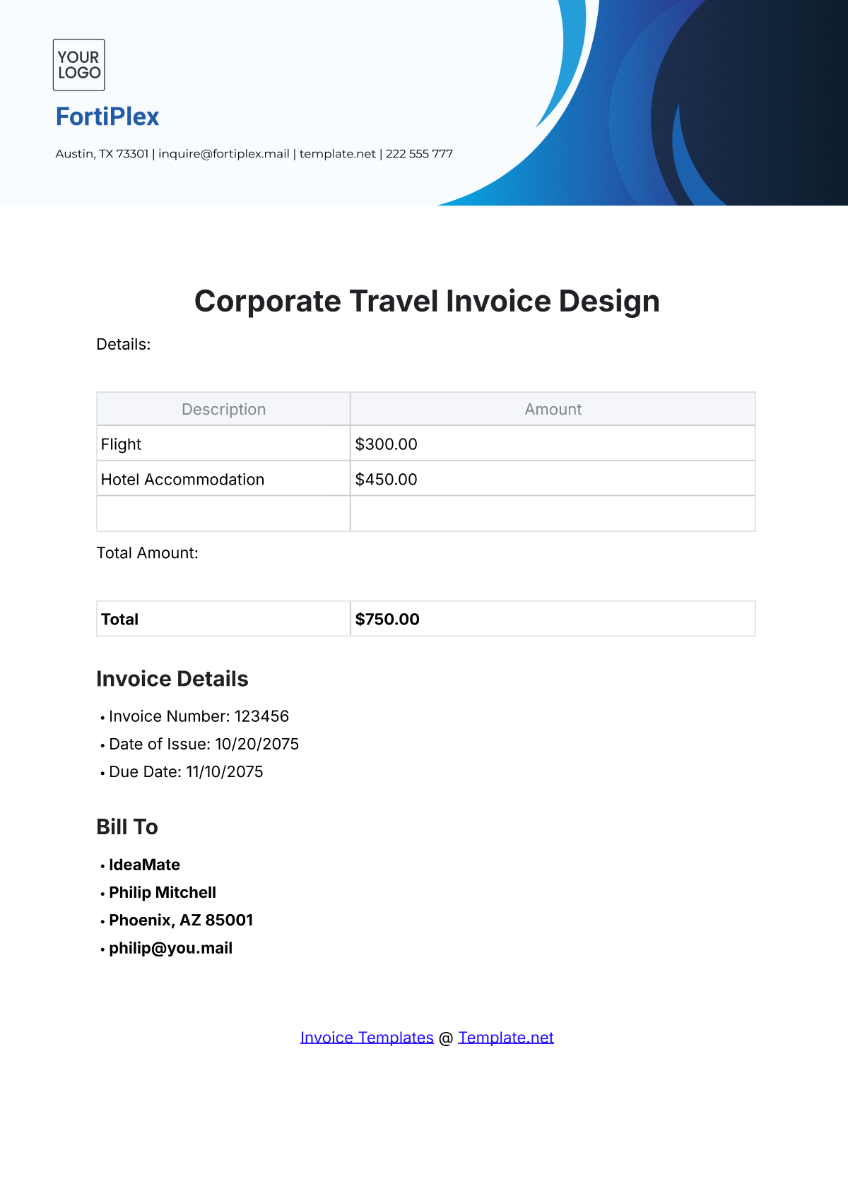 Free Corporate Travel Invoice Design Template to Edit Online Free Corporate Travel Invoice Design Template to Edit Online