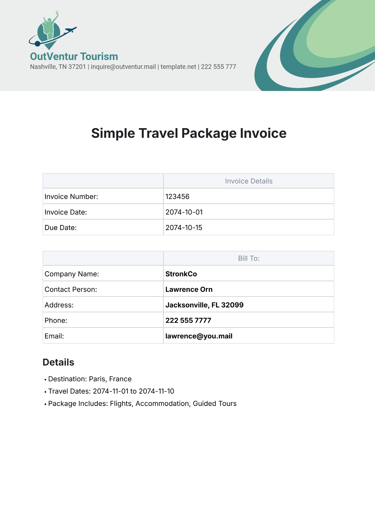 Free Simple Travel Package Invoice Template to Edit Online Free Simple Travel Package Invoice Template to Edit Online