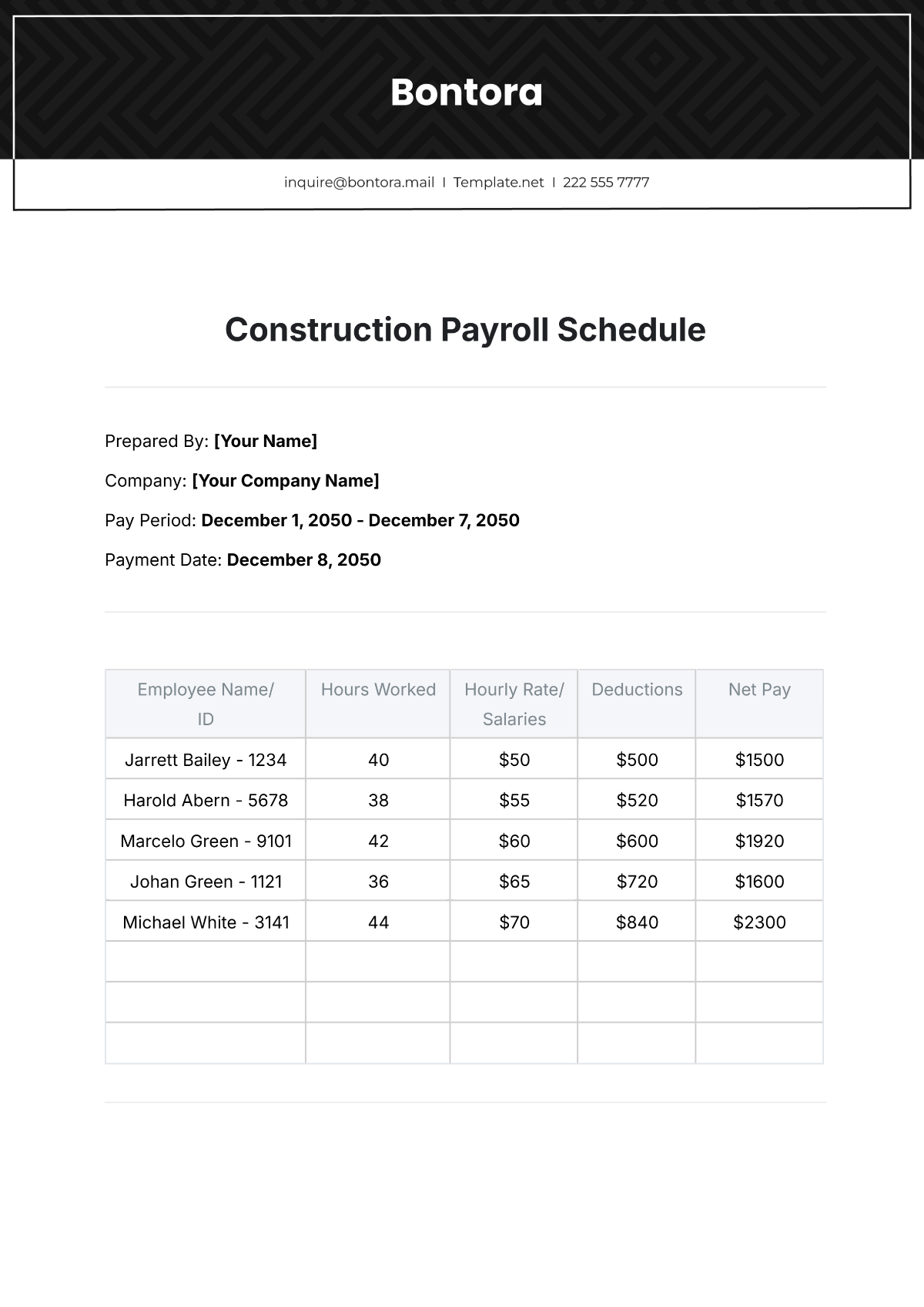 Free Construction Payroll Schedule Template to Edit Online Free Construction Payroll Schedule Template to Edit Online