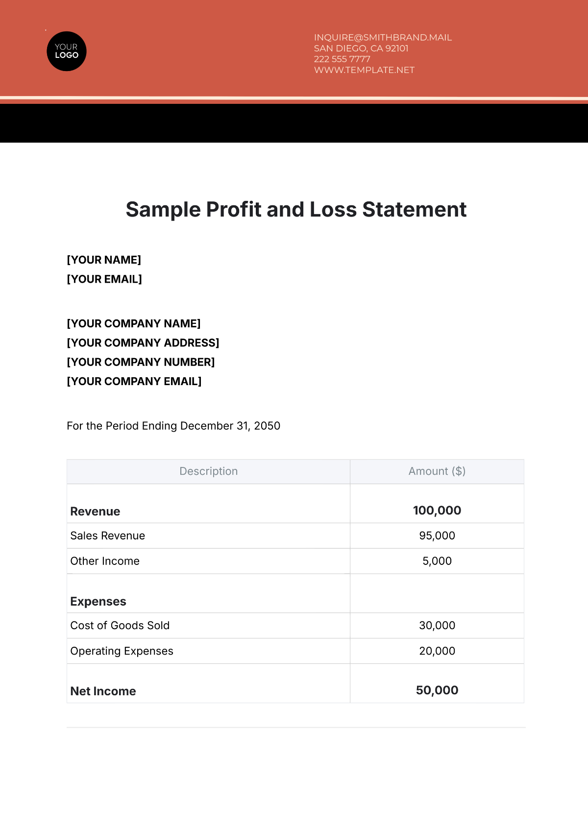 Free Sample Profit and Loss Statement Template to Edit Online Free Sample Profit and Loss Statement Template to Edit Online