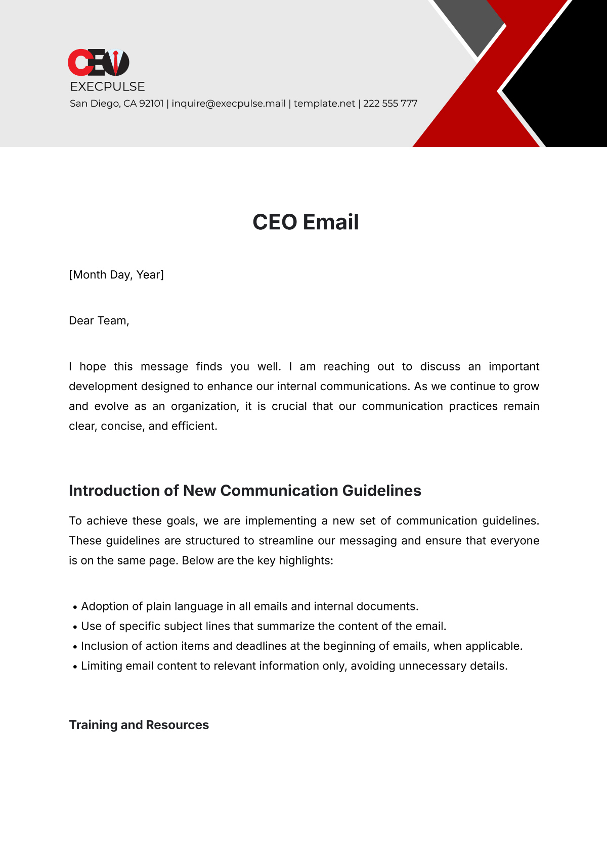 Free CEO Email Template to Edit Online Free CEO Email Template to Edit Online