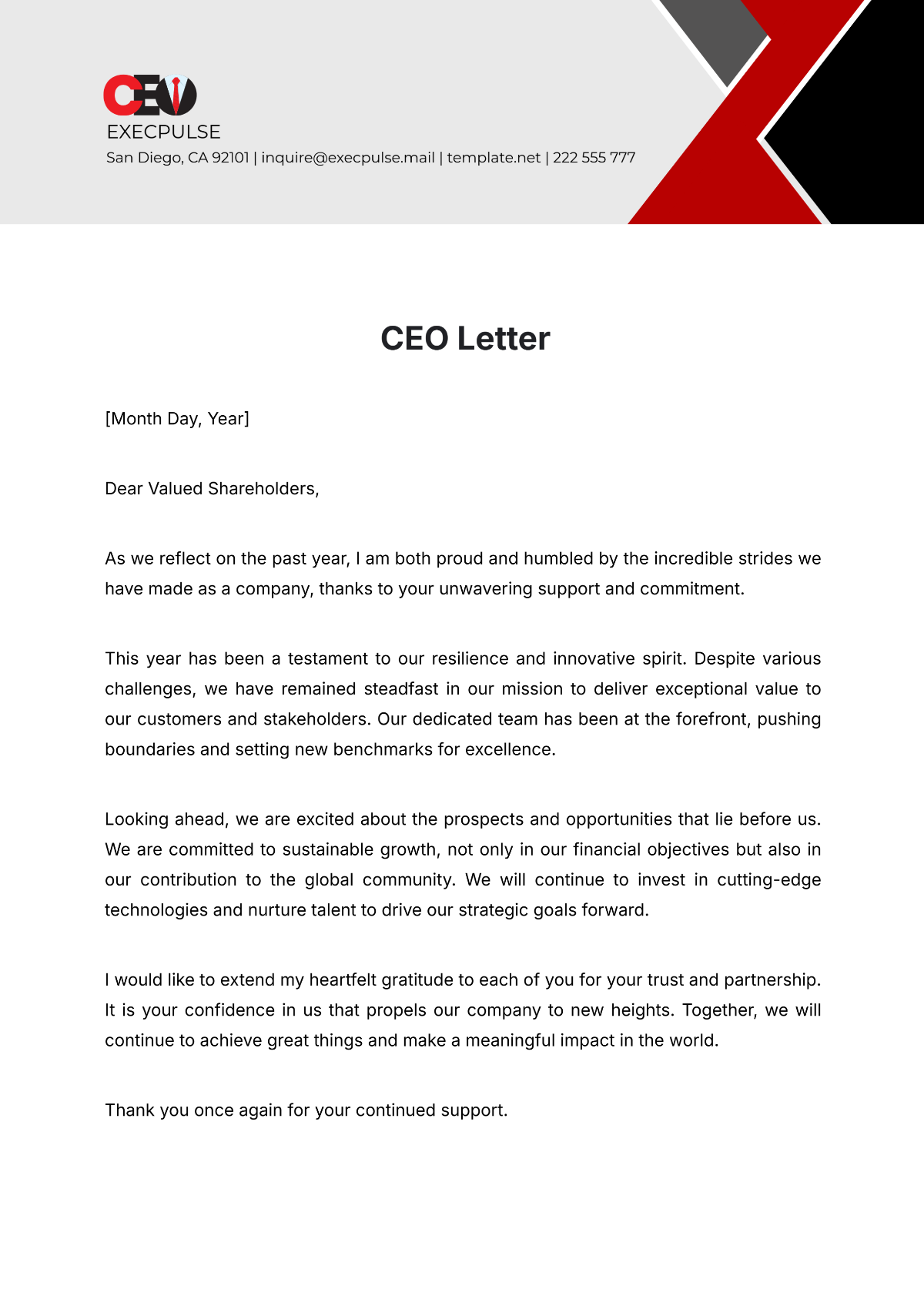 Free CEO Letter Template to Edit Online Free CEO Letter Template to Edit Online