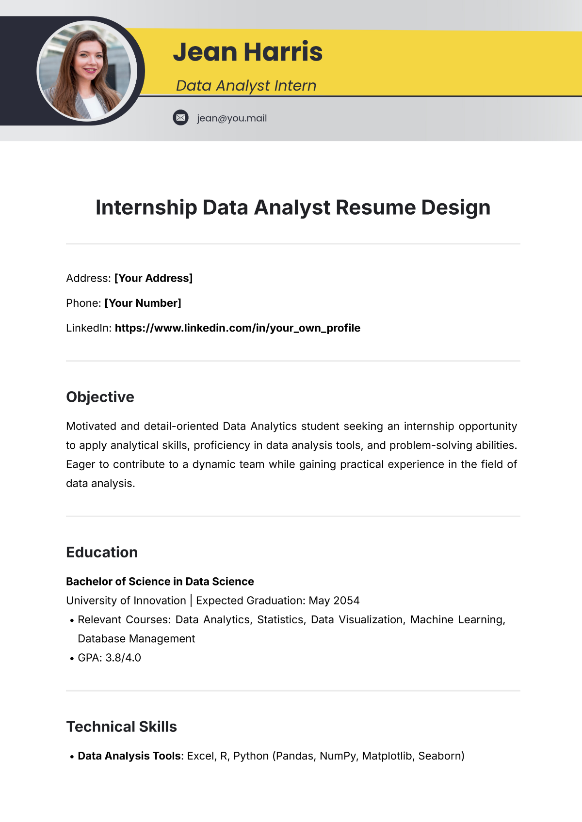 Free Internship Data Analyst Resume Design Template to Edit Online Free Internship Data Analyst Resume Design Template to Edit Online