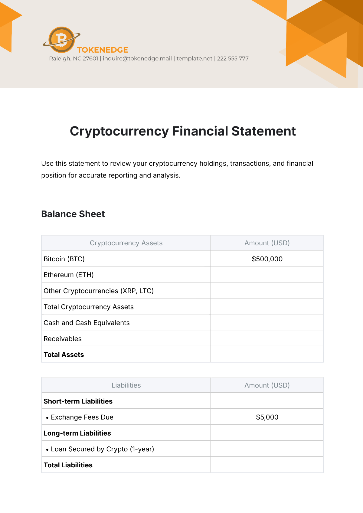 Free Cryptocurrency Financial Statement Template to Edit Online Free Cryptocurrency Financial Statement Template to Edit Online