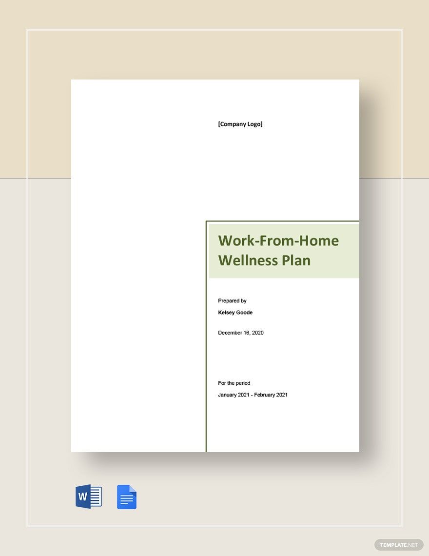 Work From Home Wellness Plan Template in Word, Pages, Google Docs - Download | Template.net Work From Home Wellness Plan Template in Word, Pages, Google Docs - Download | Template.net