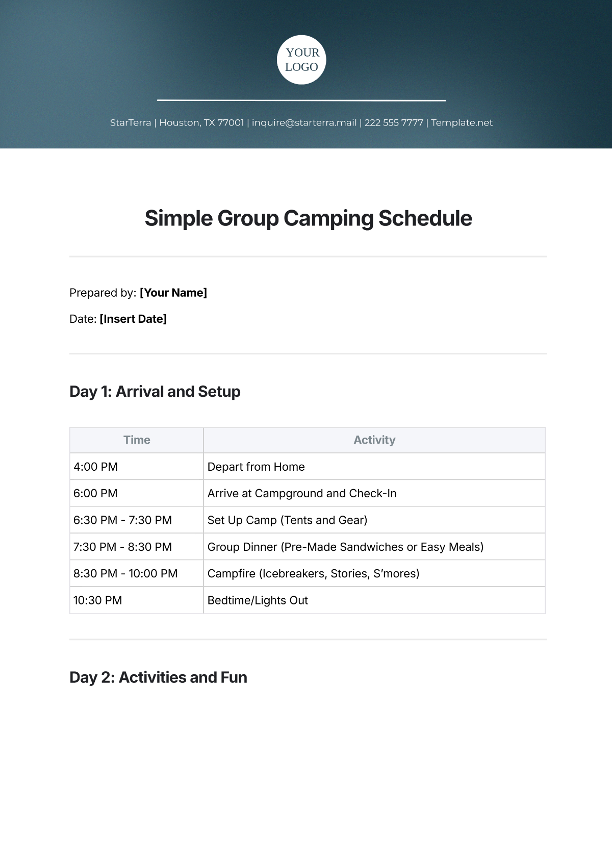 Free Simple Group Camping Schedule Template to Edit Online Free Simple Group Camping Schedule Template to Edit Online