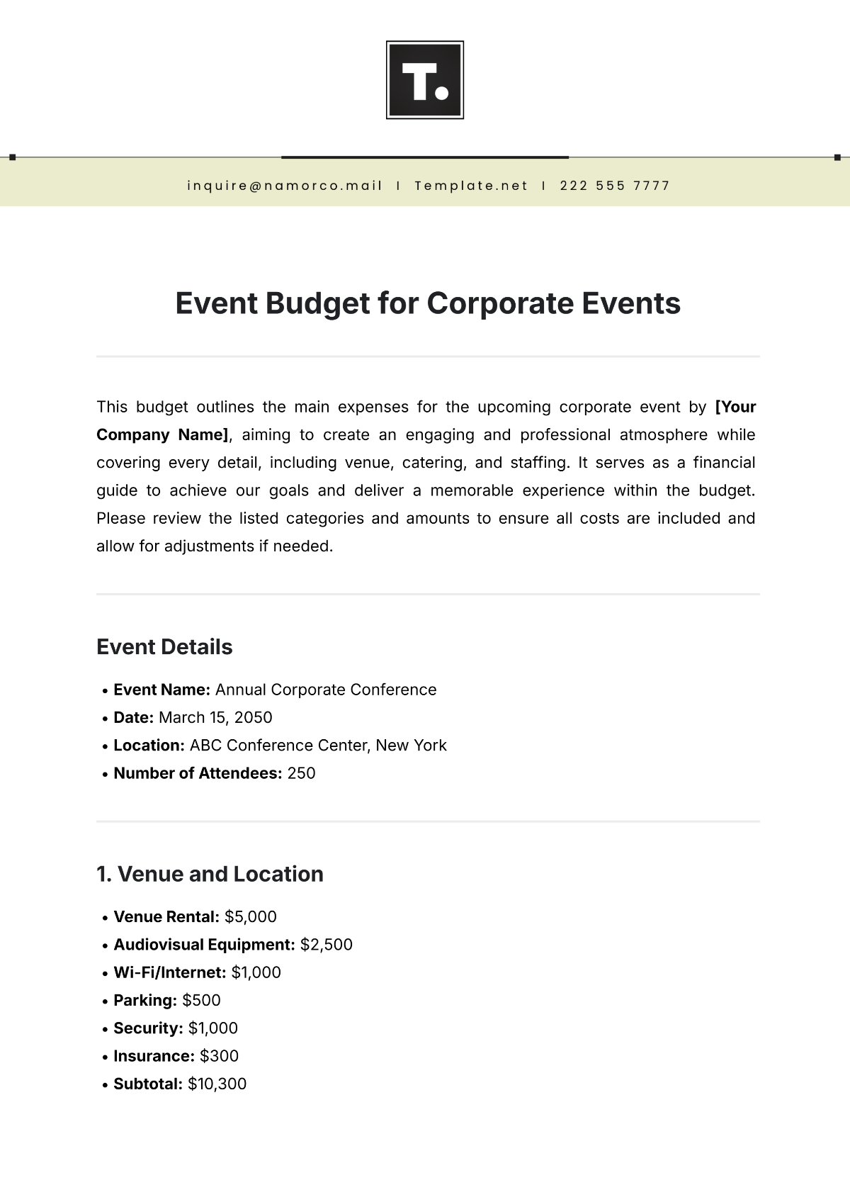 Free Event Budget Template for Corporate Events to Edit Online Free Event Budget Template for Corporate Events to Edit Online