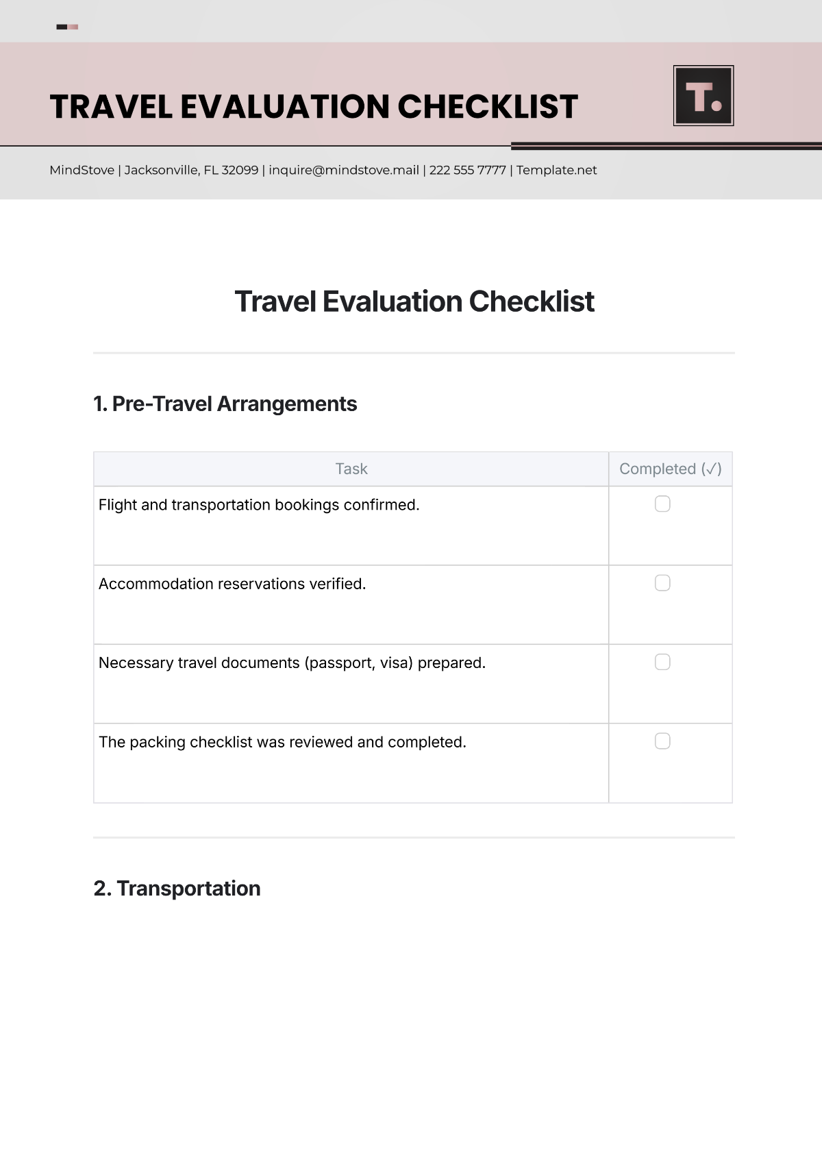 Free Travel Evaluation Checklist Template to Edit Online Free Travel Evaluation Checklist Template to Edit Online