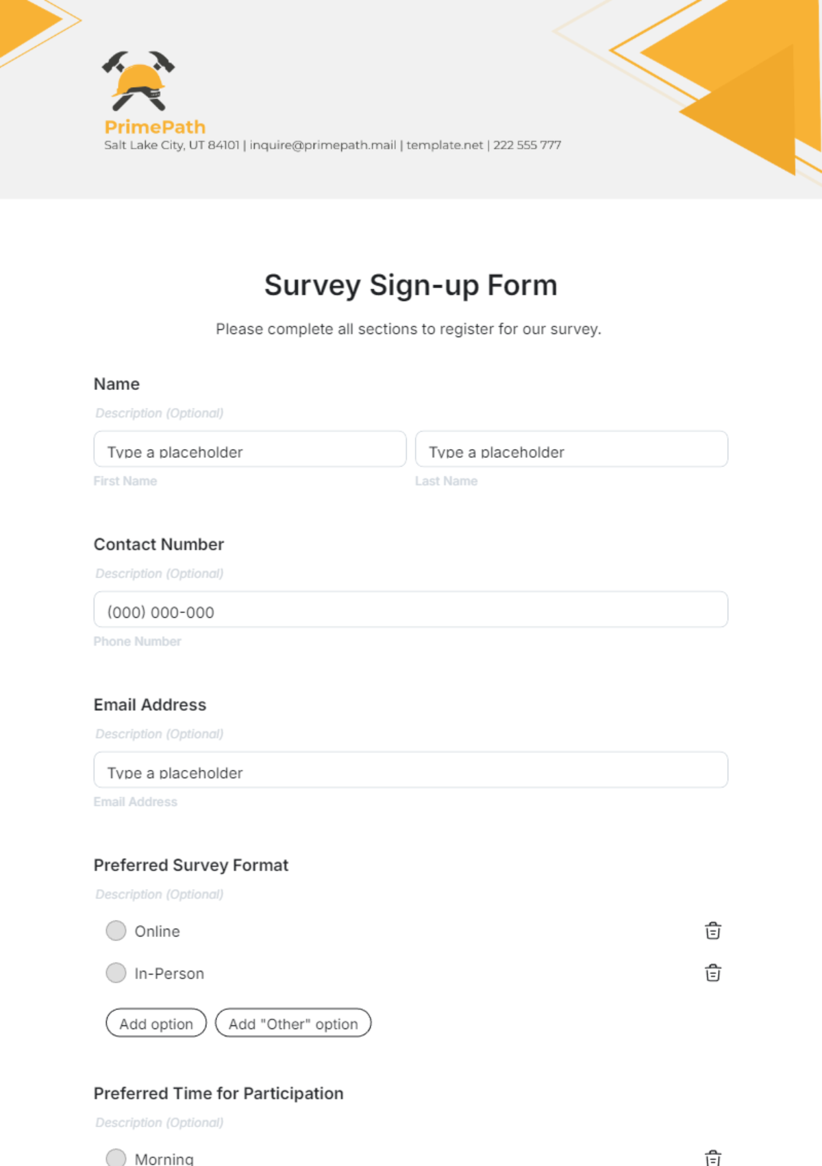 Free Survey Sign-up Form Template to Edit Online Free Survey Sign-up Form Template to Edit Online