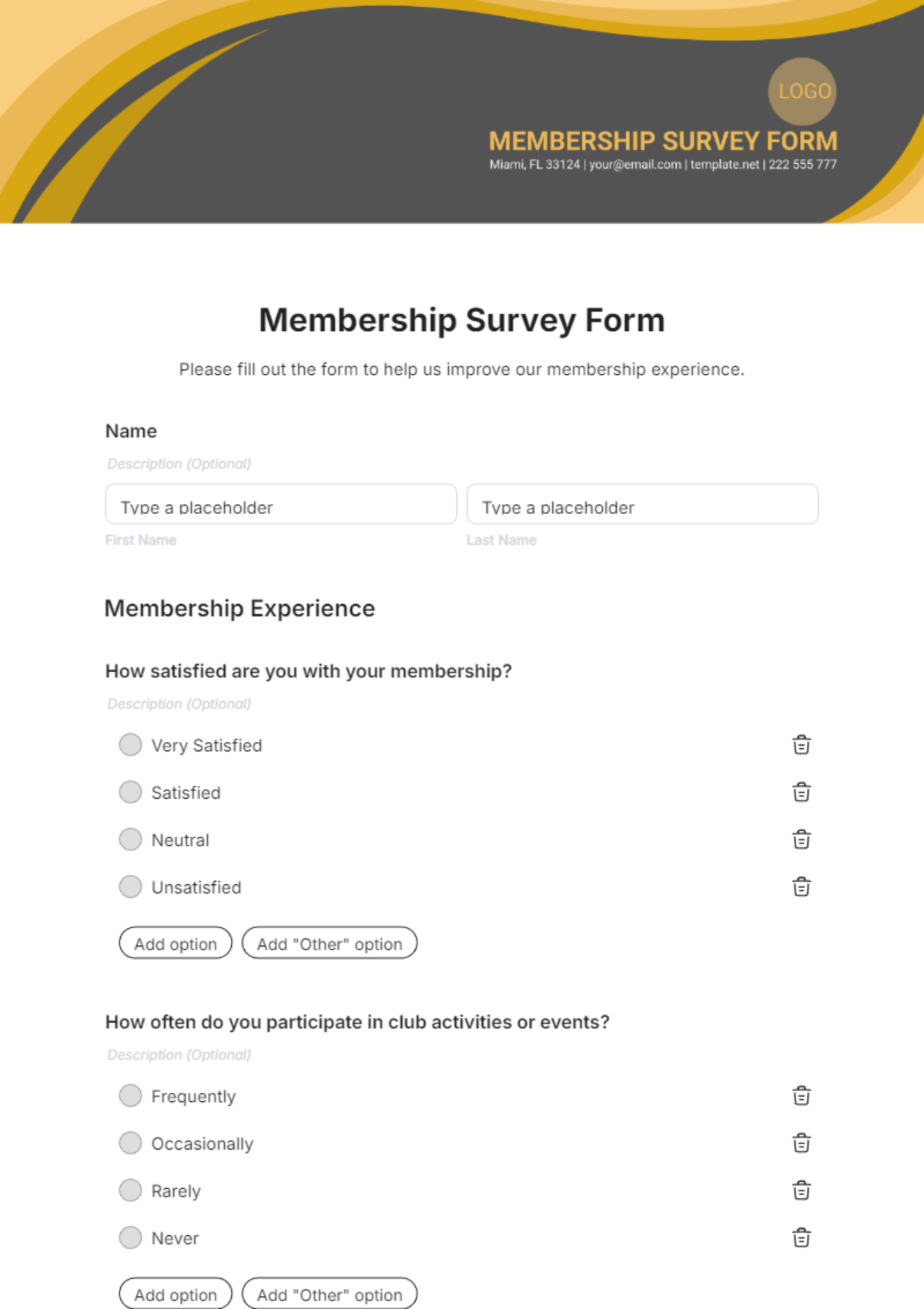 Membership Survey Form Template - Edit Online & Download Membership Survey Form Template - Edit Online & Download