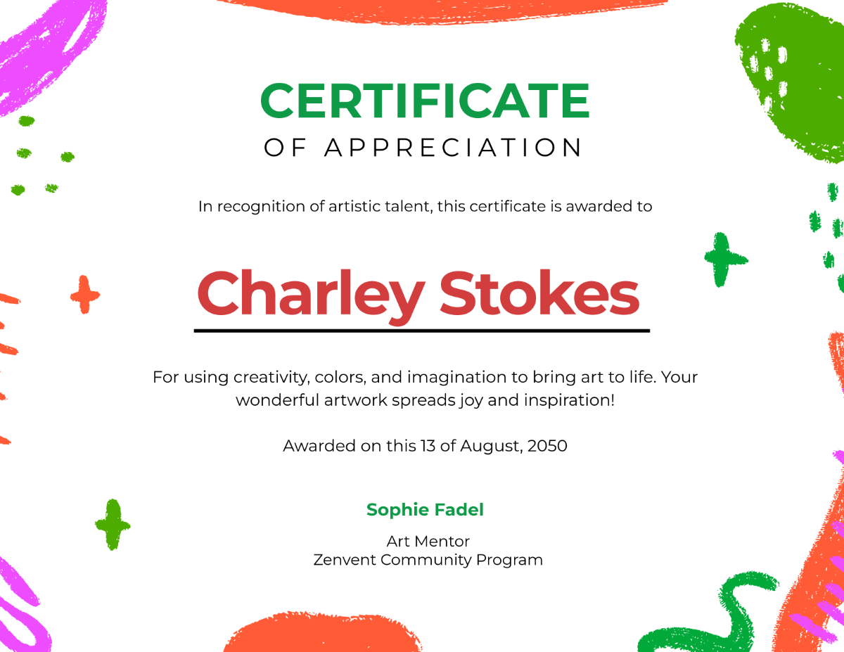 Kids Art Certificate Template - Edit Online & Download Kids Art Certificate Template - Edit Online & Download