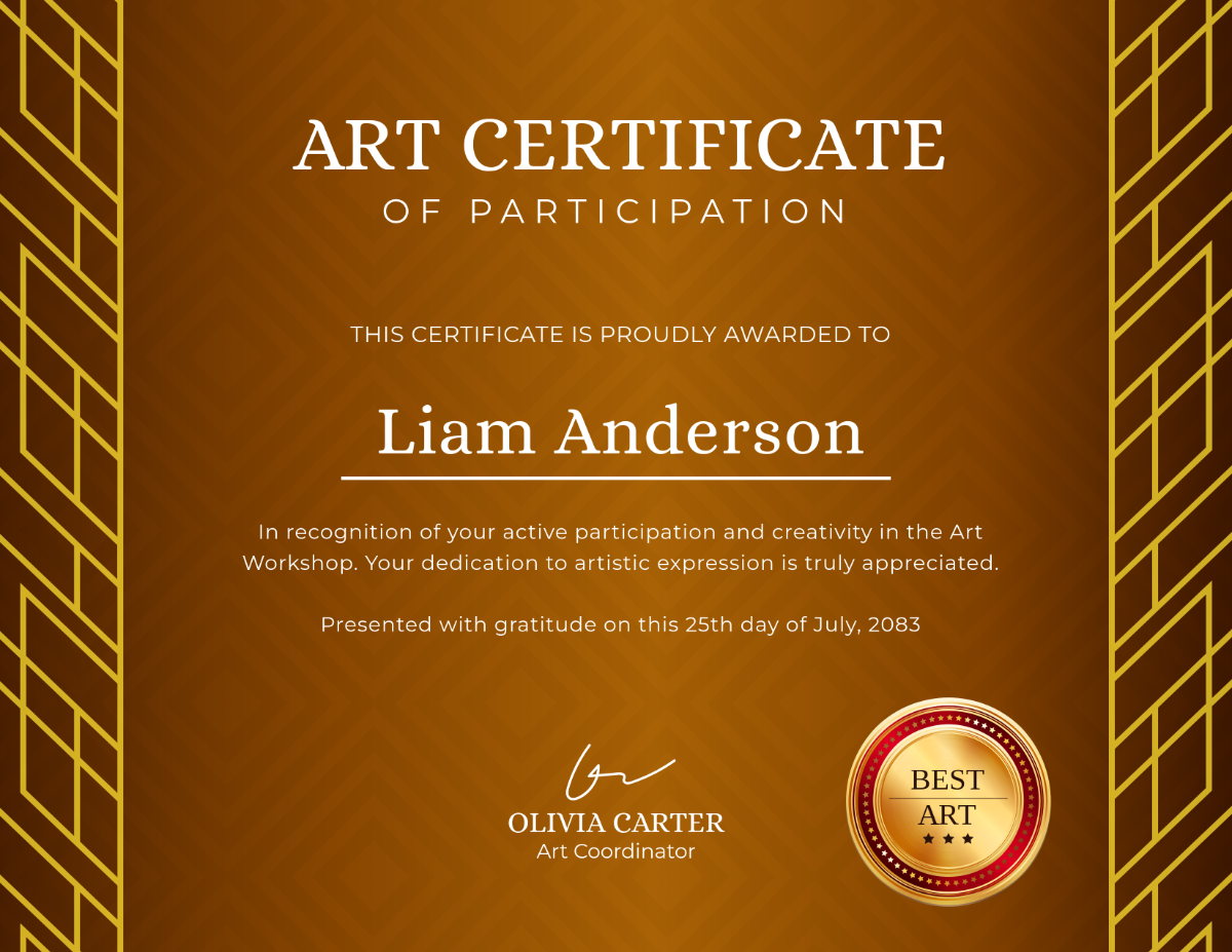 Bronze Art Certificate Template - Edit Online & Download Bronze Art Certificate Template - Edit Online & Download