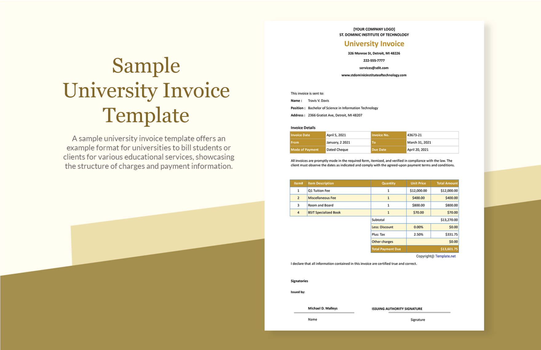 Sample University Invoice Template in Google Sheets, Google Docs, Excel, Word, Pages, PDF - Download | Template.net Sample University Invoice Template in Google Sheets, Google Docs, Excel, Word, Pages, PDF - Download | Template.net