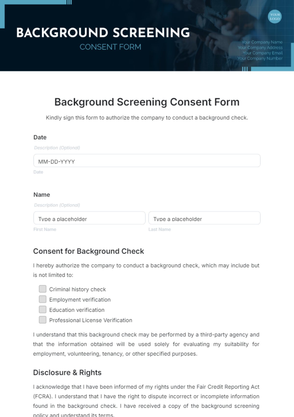 Background Screening Consent Form Template - Edit Online & Download Background Screening Consent Form Template - Edit Online & Download