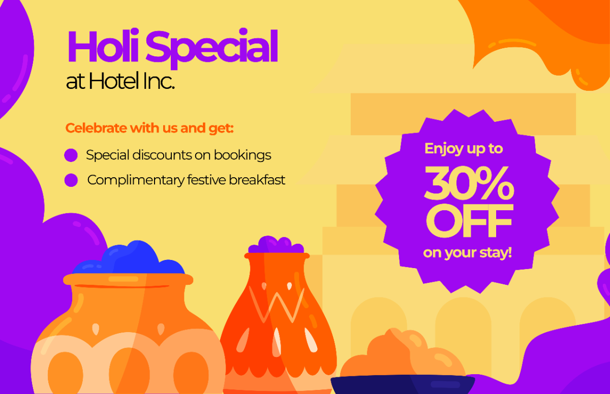 Holi Poster for Hotels Template