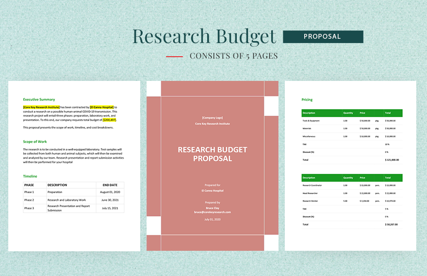 Research Budget Proposal Template in Word, Pages, Google Docs - Download | Template.net Research Budget Proposal Template in Word, Pages, Google Docs - Download | Template.net