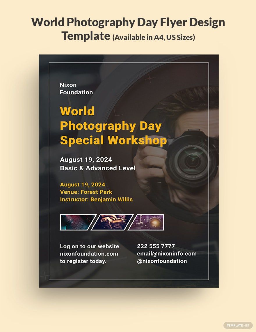 World Photography Day Flyer Design Template in PSD, Illustrator, Word, Google Docs, Pages - Download | Template.net World Photography Day Flyer Design Template in PSD, Illustrator, Word, Google Docs, Pages - Download | Template.net