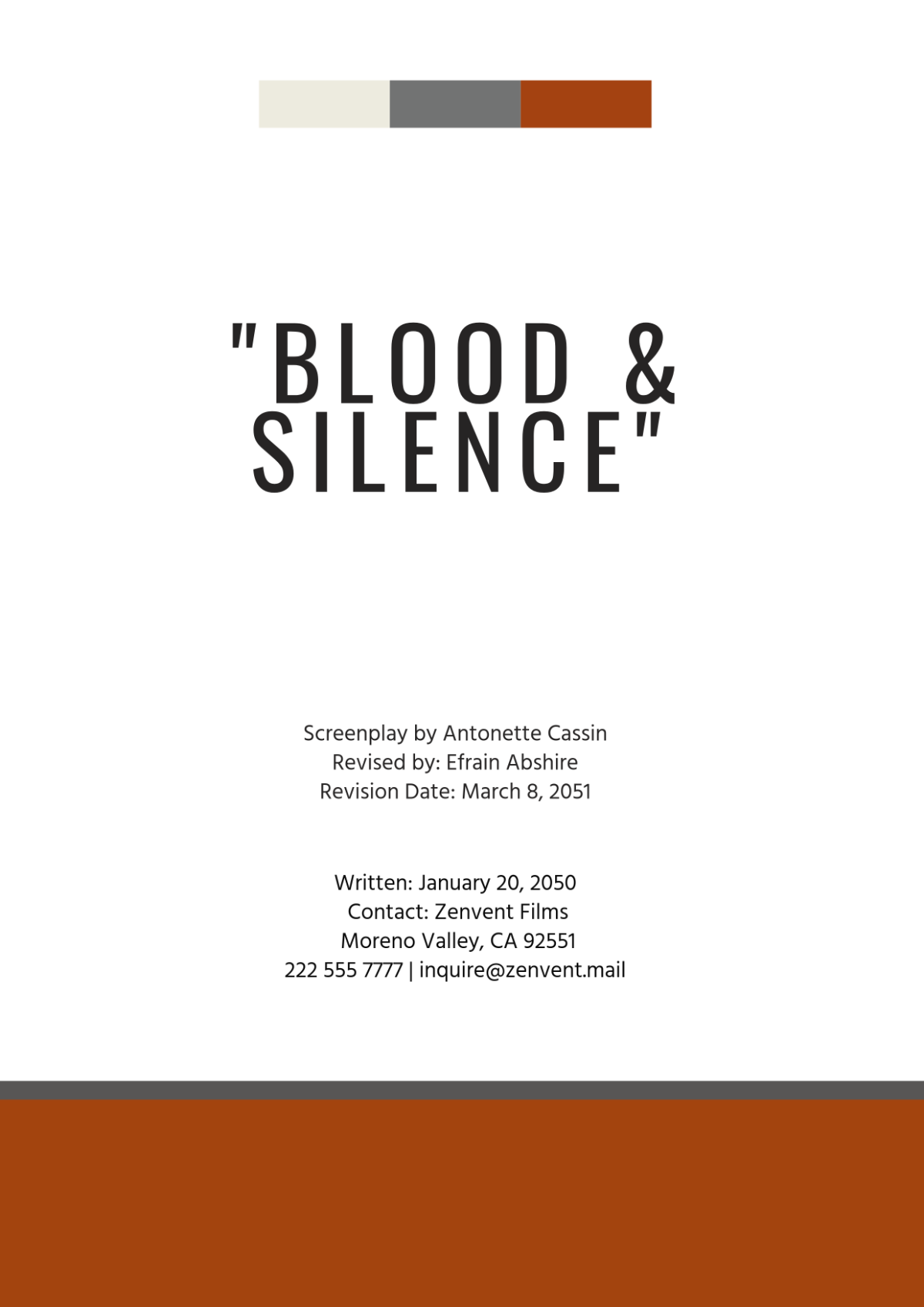 Free War Film Screenplay Cover Page Template to Edit Online Free War Film Screenplay Cover Page Template to Edit Online