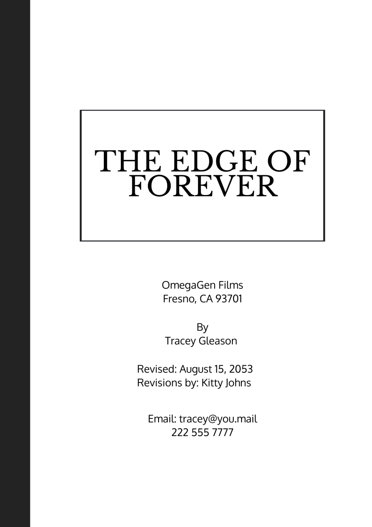 Free Simple Film Screenplay Cover Page Template to Edit Online Free Simple Film Screenplay Cover Page Template to Edit Online