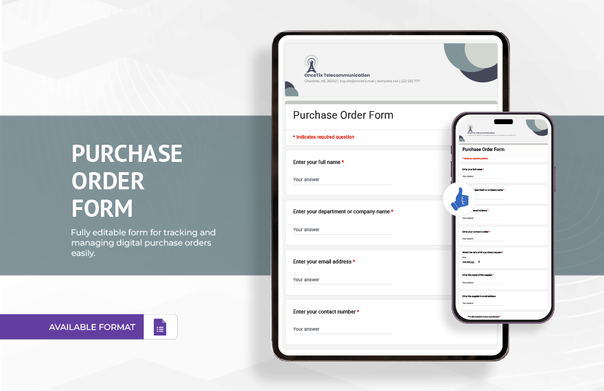 Purchase Order Form Template in Google Forms Purchase Order Form Template in Google Forms