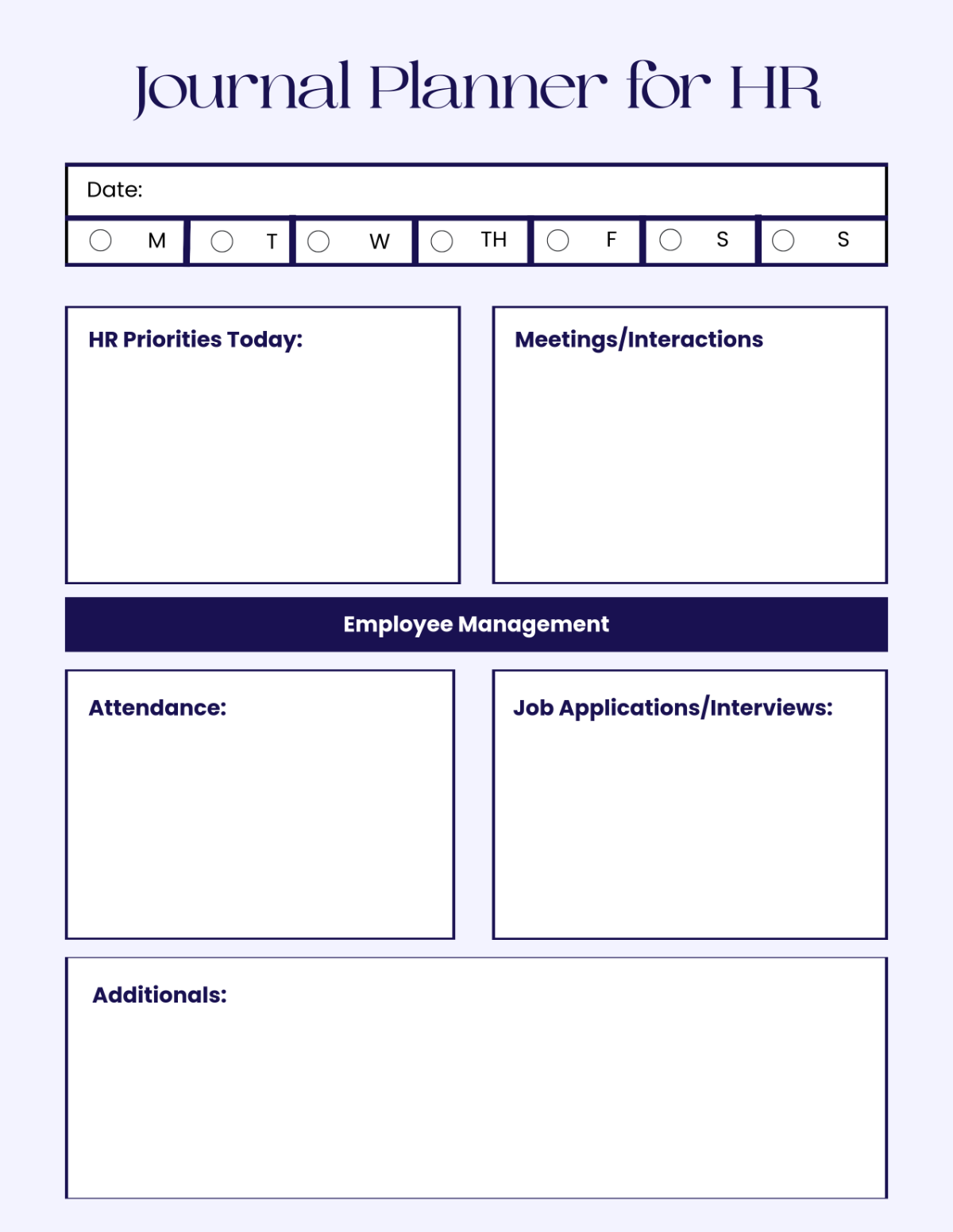 Free Journal Planner for HR Template to Edit Online Free Journal Planner for HR Template to Edit Online