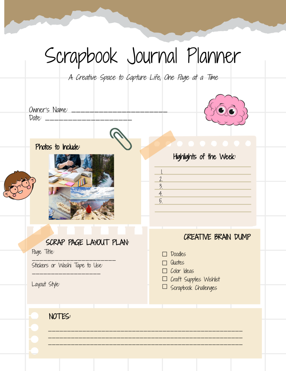 Free Scrapbook Journal Planner Template to Edit Online Free Scrapbook Journal Planner Template to Edit Online