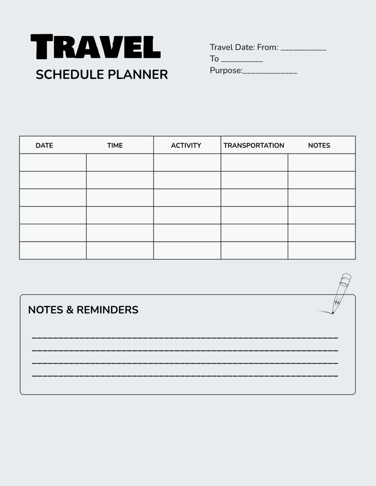 Free Travel Schedule Planner Template to Edit Online Free Travel Schedule Planner Template to Edit Online