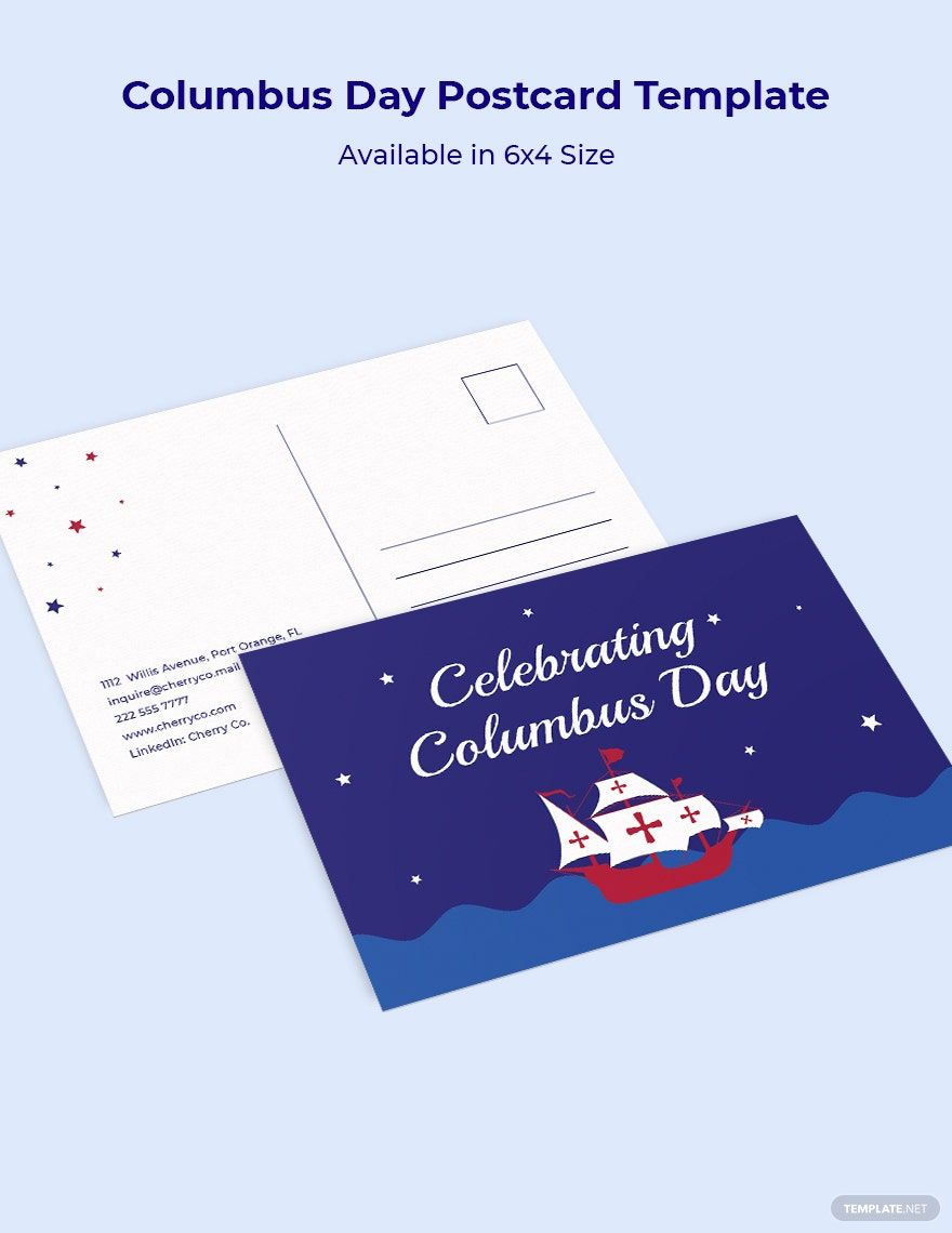 Columbus Day Postcard Template Columbus Day Postcard Template